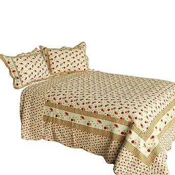 Full Queen Reversible Quilt Set 3 pc Cotton Bedding Set with Two Shams Included