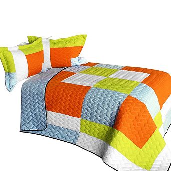 3 pc Quilt Set Decorative Patchwork Bedding With Matching Shams