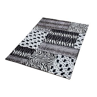 Animal Print Patchwork Throw Blanket with Leather Style Edge Finish for Everyday