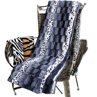 Micro Mink Fur Throw Blanket with Down Alternative Filling Satin Back for Home
