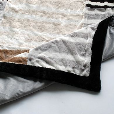 Animal Print Throw Blanket Patchwork Faux Fur Fleece Couch Bed Cover