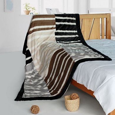 Animal Print Throw Blanket Patchwork Faux Fur Fleece Couch Bed Cover