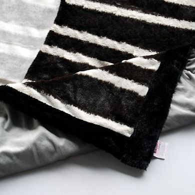 Animal Patchwork Throw Blanket Micro Fleece Faux Fur Comfort Fill for Bed Styling