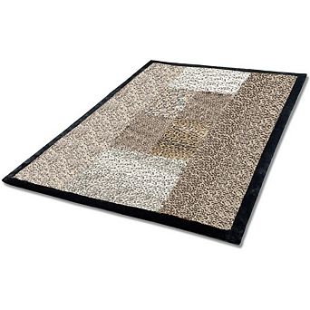 Patchwork Animal Print Throw Blanket Micro Fleece Faux Fur for Living Room Accent