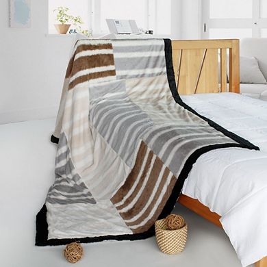 Patchwork Faux Fur Blanket Animal Inspired Design for Sofa Bed or Lounge