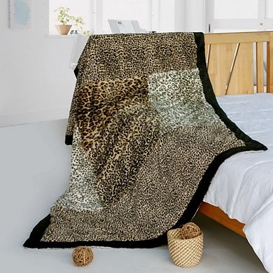 Patchwork Throw Blanket with Animal Inspired Design for Living Room or Bedroom