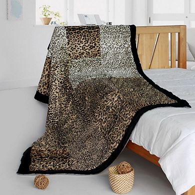 Patchwork Throw Blanket with Animal Inspired Design for Living Room or Bedroom