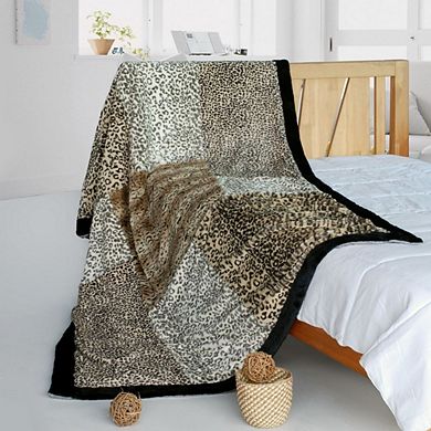 Animal Inspired Patchwork Throw Blanket for Living Room and Bedroom Use