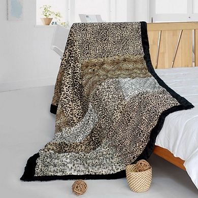 Patchwork Animal Design Throw Blanket for Living Room and Bedroom Accent