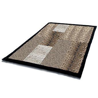 Patchwork Animal Print Blanket Micro Fleece Faux Fur for Living Room Accent