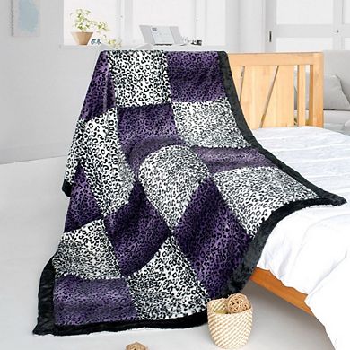 Patchwork Animal Pattern Throw Blanket for Sofa Bed or Travel