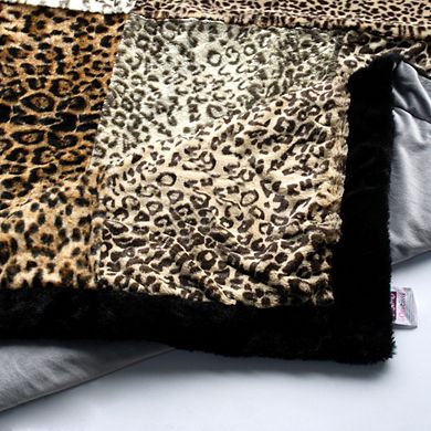 Animal Print Patchwork Throw Blanket Faux Fur Micro Fleece Sofa Bed Blanket
