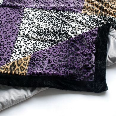 Faux Fur Micro Fleece Throw Blanket Animal Print Patchwork Couch Bed Accent