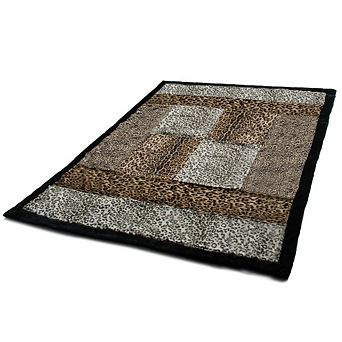Animal Print Patchwork Throw Blanket Faux Fur Fleece Sofa Bed Couch Blanket