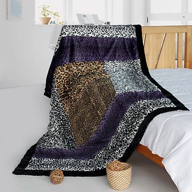 Patchwork Animal Pattern Throw Blanket for Sofa Bed or Travel Use