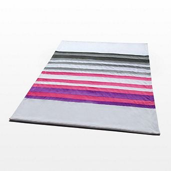 Striped Patchwork Throw Blanket Coral Fleece Sofa Bed Couch Accent Blanket