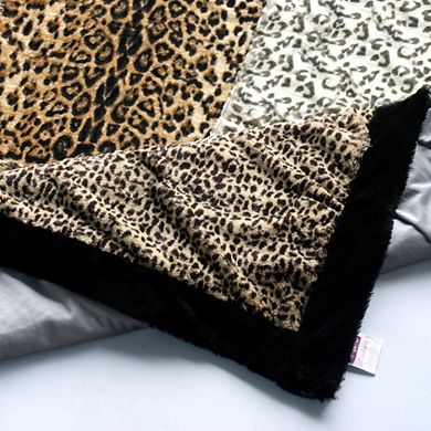 Patchwork Throw Blanket Animal Print Faux Fur Fleece Bed Throw