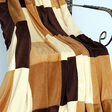 Plaid Patchwork Coral Fleece Throw Blanket Soft Lightweight for Sofa Bed Couch Travel, Everyday Use