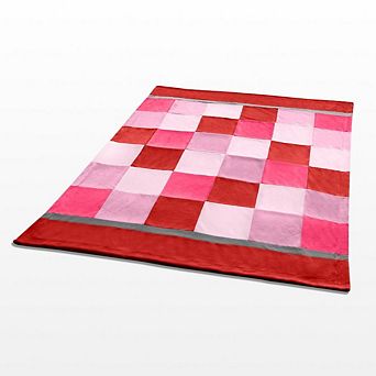 Plaid Patchwork Coral Fleece Throw Blanket Soft Lightweight for Sofa Bed Couch Travel, Everyday Use