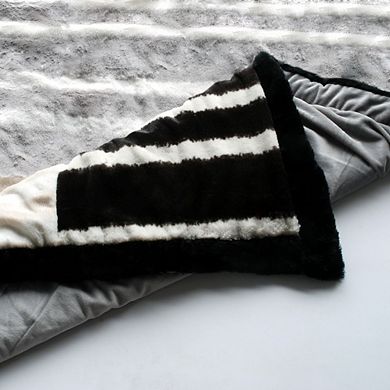 Patchwork Animal Print Throw Blanket Faux Fur Fleece Sofa Bed Accent Blanket