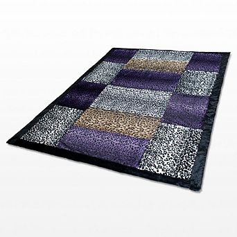 Animal Inspired Patchwork Throw Blanket Faux Fur Fleece Blanket