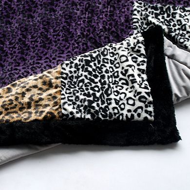 Animal Inspired Patchwork Throw Blanket Faux Fur Fleece Couch Bed Blanket