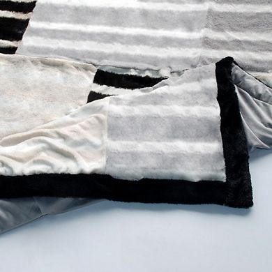 Animal Inspired Patchwork Throw Blanket Faux Fur Fleece Bed Couch Blanket