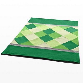 Diamond Plaid Patchwork Coral Fleece Throw Blanket, Lightweight Blanket for Sofa Bed Couch Travel