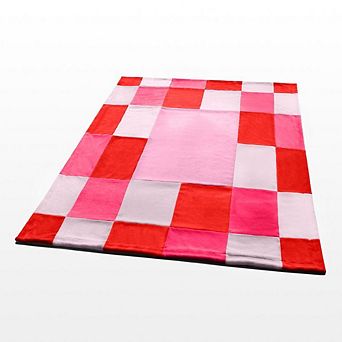 Soft Coral Fleece Plaid Throw Blanket Patchwork Design, Living Room Couch Bed Lounge Chair, Home Use