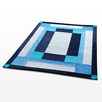 Geometric Patchwork Coral Fleece Throw Blanket Soft Lightweight Blanket for Sofa Bed Couch