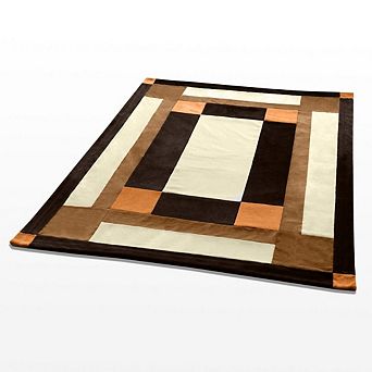 Geometric Patchwork Coral Fleece Throw Blanket Soft Lightweight Blanket for Sofa Bed Couch