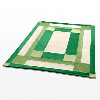 Geometric Patchwork Coral Fleece Throw Blanket Soft Lightweight Blanket for Sofa Bed Couch