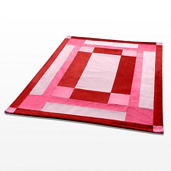 Geometric Patchwork Coral Fleece Throw Blanket Soft Lightweight Blanket for Sofa Bed Couch