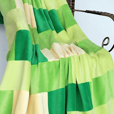 Multi Tonal Plaid Patchwork Coral Fleece Throw Blanket Soft Lightweight Blanket for Sofa Bed Couch