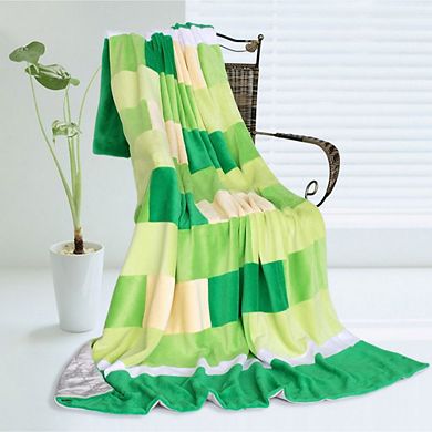 Multi Tonal Plaid Patchwork Coral Fleece Throw Blanket Soft Lightweight Blanket for Sofa Bed Couch