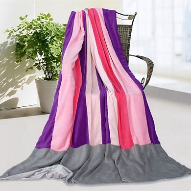 Soft Coral Fleece Plaid Throw Blanket Patchwork Design for Living Room Couch Bed Lounge Chair