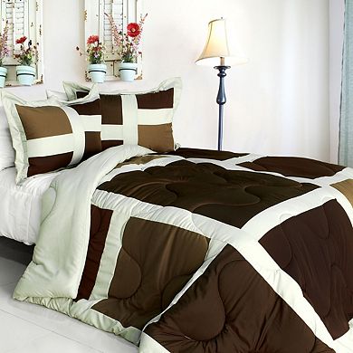 Quilted Comforter Set Patchwork Reversible Bedding with Sham