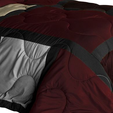 Quilt Comforter Set Patchwork Design Reversible Microfiber Bedding Set