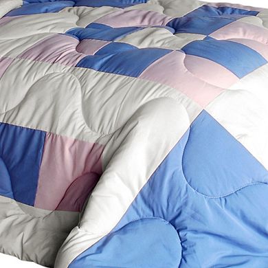 Patchwork Comforter Set Reversible Quilted Bedding with Sham for Dorm