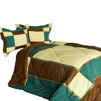 Reversible Comforter Set Patchwork Quilt Microfiber Bedding Down Alternative