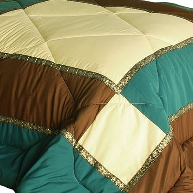 Reversible Comforter Set Patchwork Quilt Microfiber Bedding Down Alternative