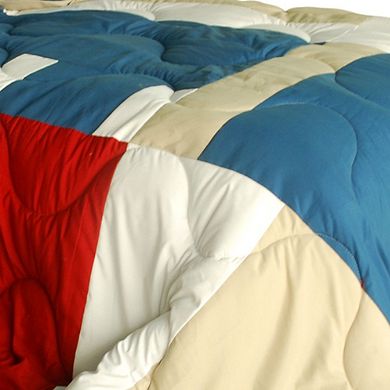 Full Queen Reversible Comforter Set Patchwork Quilt Bedding Down Alternative Fill