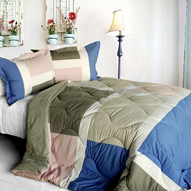 Patchwork Comforter Set Reversible Quilted Bedding with Shams