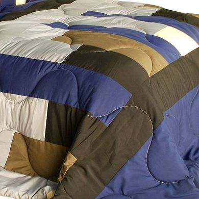 Reversible Comforter Set Patchwork Quilt Microfiber Bedding Down Alternative