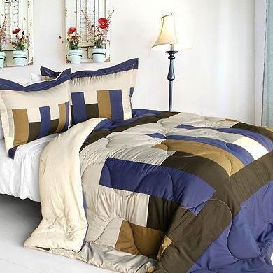 Reversible Comforter Set Patchwork Quilt Microfiber Bedding Down Alternative