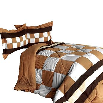 Patchwork Comforter Set Reversible Quilted Bedding with Sham Dorm Room