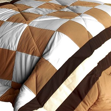 Patchwork Comforter Set Reversible Quilted Bedding with Sham Dorm Room
