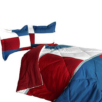 Reversible Patchwork Comforter Set Quilted Bedding with Shams