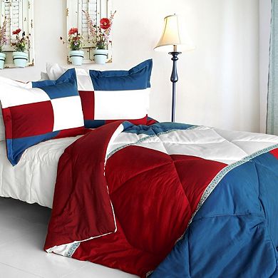 Reversible Patchwork Comforter Set Quilted Bedding with Shams