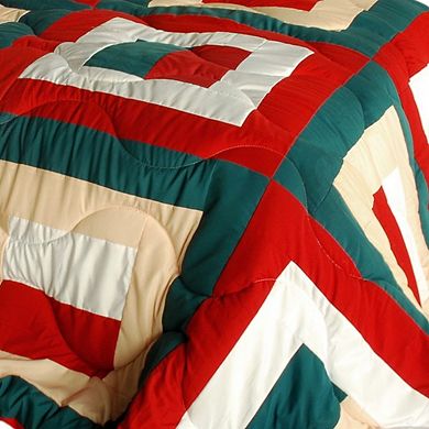 Full Queen Patchwork Comforter Set Reversible Quilted Bedding with Shams